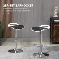 HOMCOM Barhocker, 2er-Set, höhenverstellbar, drehbar, mit Fußstütze, Stahl+Kunstleder, schwarz, 39 x 41 x 68-88 cm(m-4)