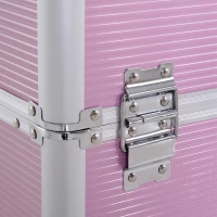 HOMCOM Kosmetikkoffer Trolley professioneller Schminkkoffer Friseurkoffer Make-up Koffer Multikoffer für Friseur mit Rollen 2 Schlüsseln ausziehbare Fächer Schubladen Rosa Alu 36 x 23 x 58 cm(m-7)