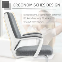 Vinsetto Besprechungsstuhl Konferenzstuhl Besucherstuhl mit gepolstertem Sitz und Armlehne atmungsaktiv Ergonomisches Liniendesign atmungsaktiv PP-Kunststoff leinenartiges Polyester Grau 63x63x98 cm(m-4)