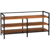 HOMCOM Lowboard, Regal, Fernsehbank, TV-Ständer, Industrial Design, 2 Regalfächer, Stahlrahmen, Farbe: Naturholz, 120 x 40 x 59 cm(m-1)