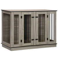 PawHut Hundekäfig im modernen Design, Hundebox, inkl. herausnehmbarer Trennwand, verriegelbar, Braun + Schwarz(m-1)