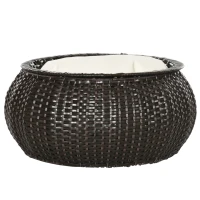 PawHut Katzenkorb inkl. Kissen und verstecktem Stauraum, Katzenbett, Haustierbett. PE-Rattan, Dunkelbraun + Creme(m-10)