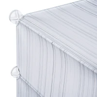 HOMCOM Regal mit Aufbewahrungsboxen, verstellbarer Schrank, Schuhregal, Kunststoff, Metall, Weiß+Grauer Streifen, 49 x 37 x 108 cm(m-8)