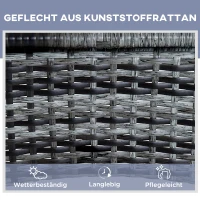 Outsunny Poly-rotan ligstoelset met tafel ligbank voor buiten tuinmeubelen met kussens(m-4)