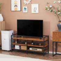 HOMCOM Lowboard, Regal, Fernsehbank, TV-Ständer, Industrial Design, 2 Regalfächer, Stahlrahmen, Farbe: Naturholz, 120 x 40 x 59 cm(m-2)