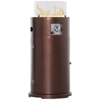 Outsunny Heizstrahler Gas für Terrasse runde Gas Feuerstelle mit Lavagestein Terrassenheizer mit Glasschutz 10,5 KW Metall Glas Bronze Ø40 x 86H cm(m-10)