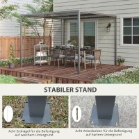 Outsunny Pergola, Gartenpavillon, 4 einziehbare Dachelemente, leicht und stabil, Metallrahmen, dunkelgrau, 3 x 3 x 2 m(m-6)