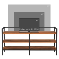 HOMCOM Lowboard, Regal, Fernsehbank, TV-Ständer, Industrial Design, 2 Regalfächer, Stahlrahmen, Farbe: Naturholz, 120 x 40 x 59 cm(m-6)