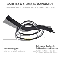 Outsunny Schaukelstuhl, Schaukelliege mit Kopfkissen, Gartenliege, Schwungliege, Texteline, Schwarz, 160 x 61 x 79 cm(m-5)