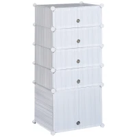 HOMCOM Regal mit Aufbewahrungsboxen, verstellbarer Schrank, Schuhregal, Kunststoff, Metall, Weiß+Grauer Streifen, 49 x 37 x 108 cm(m-1)