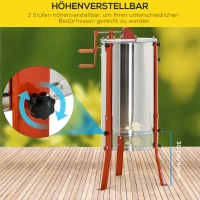 Outsunny Honigschleuder aus Edelstahl mit Handkurbel verstellbaren Beinen manuell für 3 Waben Ø54 x 115 cm(m-6)