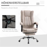 Vinsetto kantoorstoel draaistoel met ligfunctie voetensteun bureaustoel hoogteverstelling zitting stoel bureaustoel microvezel kunststof metaal nylon zwart + beige 63 x 71 x 118 cm(m-4)