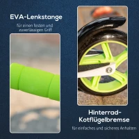 HOMCOM Scooter Kinderscooter klappbar Kickscooter mit Hinterbremsen Ø145 mm Rädern Tretroller höheverstellbar bis 50 kg belastbar für 4-8 Jahre Aluminium EVA Grün 72,8 x 33,4 x 75-85 cm(m-7)