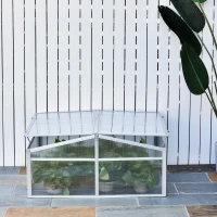 Outsunny Alu Gewächshaus Frühbeet Frühbeetkasten Treibhaus Aufzucht Pflanzenhaus 100x100cm(m-7)