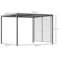 Outsunny Pergola, Gartenpavillon, 4 einziehbare Dachelemente, leicht und stabil, Metallrahmen, dunkelgrau, 3 x 3 x 2 m(m-3)