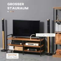 HOMCOM Lowboard, Regal, Fernsehbank, TV-Ständer, Industrial Design, 2 Regalfächer, Stahlrahmen, Farbe: Naturholz, 120 x 40 x 59 cm(m-4)