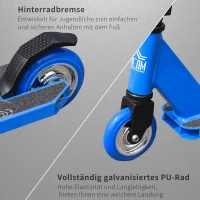 HOMCOM Stunt Scooter für Kinder über 14 Jahre alt Kick Scooter Fun Scooter mit Deck Gummigriffe Hinterradbremse ABEC-7 Kugellagern Aluminium Kunstleder Blau 68 x 46 x 84 cm(m-6)