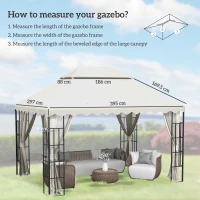 Outsunny Acoperiș Înlocuitor pentru Foișor, Poliester Anti-UV, Capac Foișor 2 Niveluri cu 10 Găuri de Drenaj, 395x297 cm, Crem(m-3)