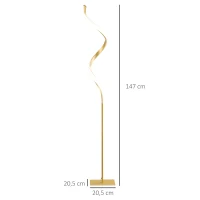 HOMCOM Stehleuchte in Spiralform, 20,5 cm x 20,5 cm x 147 cm, Fussschalter, 1,8 m langes Netzkabel, Gold(m-3)