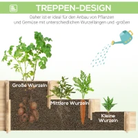 Outsunny Hochbeet 3-stufige Gartenbeet Pflanzenbeet Kräuterbeet Blumentreppe für Balkon Garten Natur Holz 93 x 93 x 35 cm(m-5)