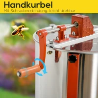 Outsunny Honigschleuder aus Edelstahl mit Handkurbel verstellbaren Beinen manuell für 3 Waben Ø54 x 115 cm(m-4)