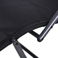 Outsunny Schaukelstuhl, Schaukelliege mit Kopfkissen, Gartenliege, Schwungliege, Texteline, Schwarz, 160 x 61 x 79 cm(m-8)