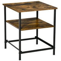 HOMCOM Side Table Industrial End Table Nightstand with Removable Drawer Steel Frame for Living Room Bedroom Entryway Rustic Brown(m-6)