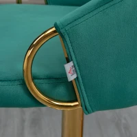 HOMCOM 2er-Ser Barhocker im Vintage-Design, inkl. Fußtstütze, Samtoptik, Barstuhl, Grün + Gold(m-8)