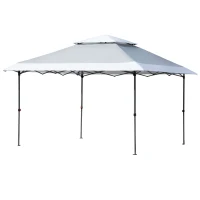 Outsunny Faltpavillon Pop-Up-Zelt Gartenpavillon Rollentasche Oxford-Gewebe 3,5 x 3,5 m Hellgrau+Weiß(m-10)