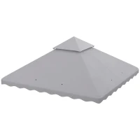 Outsunny Toldo de Substituição para Pérgola com Teto Duplo e 10 Orifícios de Drenagem 2,95x2,95 cm Cinza(m-11)