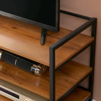 HOMCOM Lowboard, Regal, Fernsehbank, TV-Ständer, Industrial Design, 2 Regalfächer, Stahlrahmen, Farbe: Naturholz, 120 x 40 x 59 cm(m-8)