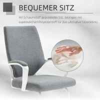 Vinsetto Besprechungsstuhl Konferenzstuhl Besucherstuhl mit gepolstertem Sitz und Armlehne atmungsaktiv Ergonomisches Liniendesign atmungsaktiv PP-Kunststoff leinenartiges Polyester Grau 63x63x98 cm(m-5)