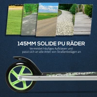 HOMCOM Scooter Kinderscooter klappbar Kickscooter mit Hinterbremsen Ø145 mm Rädern Tretroller höheverstellbar bis 50 kg belastbar für 4-8 Jahre Aluminium EVA Grün 72,8 x 33,4 x 75-85 cm(m-6)