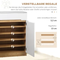 HOMCOM Schuhschrank, Schuhkommode, Schublade, versetzbare Einlegeböden, Hochglanzoberfläche, weiß, 80 x 32 x 100 cm(m-6)