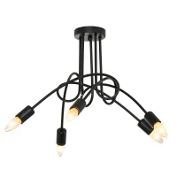 HOMCOM Kronleuchter Hängelampe 5-flammig E27 Sockel Pendelleuchte Industrial Retro Metall mit 5 Armen Stahl Schwarz Ø57 x 37 cm(m-10)