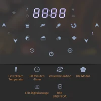 HOMCOM Heißluftfritteuse, Heißluftofen, 7 Programme, herausnehmbarer Korb, Überhitzungsschutz, schwarz, 36 x 33 x 27cm(m-8)