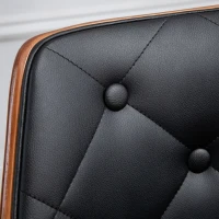 HOMCOM 2er-Set Stühle im Retrodesign, Akzentstuhl, Esszimmerstuhl, Knopfheftung, Holzbeine, Schwarz + Braun(m-9)