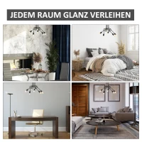 HOMCOM Kronleuchter Hängelampe 5-flammig E27 Sockel Pendelleuchte Industrial Retro Metall mit 5 Armen Stahl Schwarz Ø57 x 37 cm(m-6)