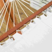 Outsunny Hängematte mit Gestell verstellbar Hammock aus Kiefernholz Stabhängematte faltbar Outdoor Indoor Cremeweiß+Natur 388 x 120 x 89 cm(m-9)