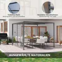 Outsunny Pergola, Gartenpavillon, 4 einziehbare Dachelemente, leicht und stabil, Metallrahmen, dunkelgrau, 3 x 3 x 2 m(m-5)