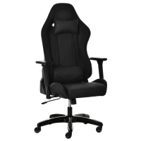 Vinsetto Gaming Stuhl mit Wipp- & Liegefunktion höhenverstellbarer Bürostuhl ergonomischer Drehstuhl mit Kopfstütze Lendenkissen 90-160° Neigungswinkel Schwarz Kunstleder 71 x 58 x 125-131 cm(m-1)