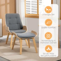 HOMCOM Sessel-Set im Skandidesign, Sessel mit Ottomane, weiche Polsterung, Bugholz, Leinenoptik, 54 x 62 x 96 cm(m-6)