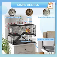 PawHut Gerbil Cage, Dwarf Hamster Cage, with Deep Glass Bottom, Tunnels, Ramps, Hut, Exercise Wheel, 78.5 x 48.5 x 57cm(m-8)