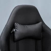 Vinsetto Gaming Stuhl mit Wipp- & Liegefunktion höhenverstellbarer Bürostuhl ergonomischer Drehstuhl mit Kopfstütze Lendenkissen 90-160° Neigungswinkel Schwarz Kunstleder 71 x 58 x 125-131 cm(m-9)