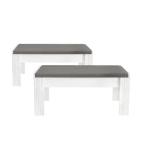 Juego de 2 Bancos Modernos con Cojín de Cuero Sintético para Cambiarse los Zapatos para Dormitorio Sala de Estar Pasillo Gris y Blanco(m-1)