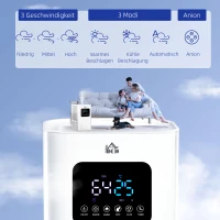 HOMCOM Luftbefeuchter, 3 Modi, 3 Geschwindigkeiten, Timer, Fernbedienung, weiß, 21,4 x 21,4 x 32,4cm(m-5)