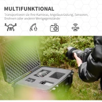 Outsunny 2er-Set Wertsachenkoffer mit Rollen und 2 Griffen, wasserdicht, mit Luftventil, 26 cm x 22 cm x 12 cm, Schwarz(m-7)