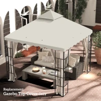 Outsunny 3 x 3 m Gazebo Canopy Replacement Covers, 2 - Tier Gazebo Roof Replacement TOP COVER ONLY, Cream White(m-10)
