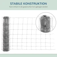 PawHut Maschendraht Drahtgitter Hundezaun Geflügelzaun Gartenzaun 52 x 1 m Volierendraht Geflügelnetz Hühnerzaun Hütezaun Drahtzaun Rolle Masche stark Stahl Silber(m-5)