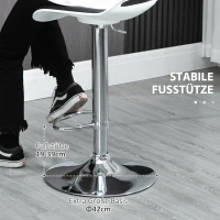 HOMCOM Barhocker, 2er-Set, höhenverstellbar, drehbar, mit Fußstütze, Stahl+Kunstleder, schwarz, 39 x 41 x 68-88 cm(m-7)